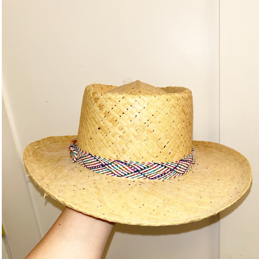 BORSALINO Woven 3" Brim Straw Hat Multicolor Cotton Woven Band SZ: Medium - Picture 11 of 12